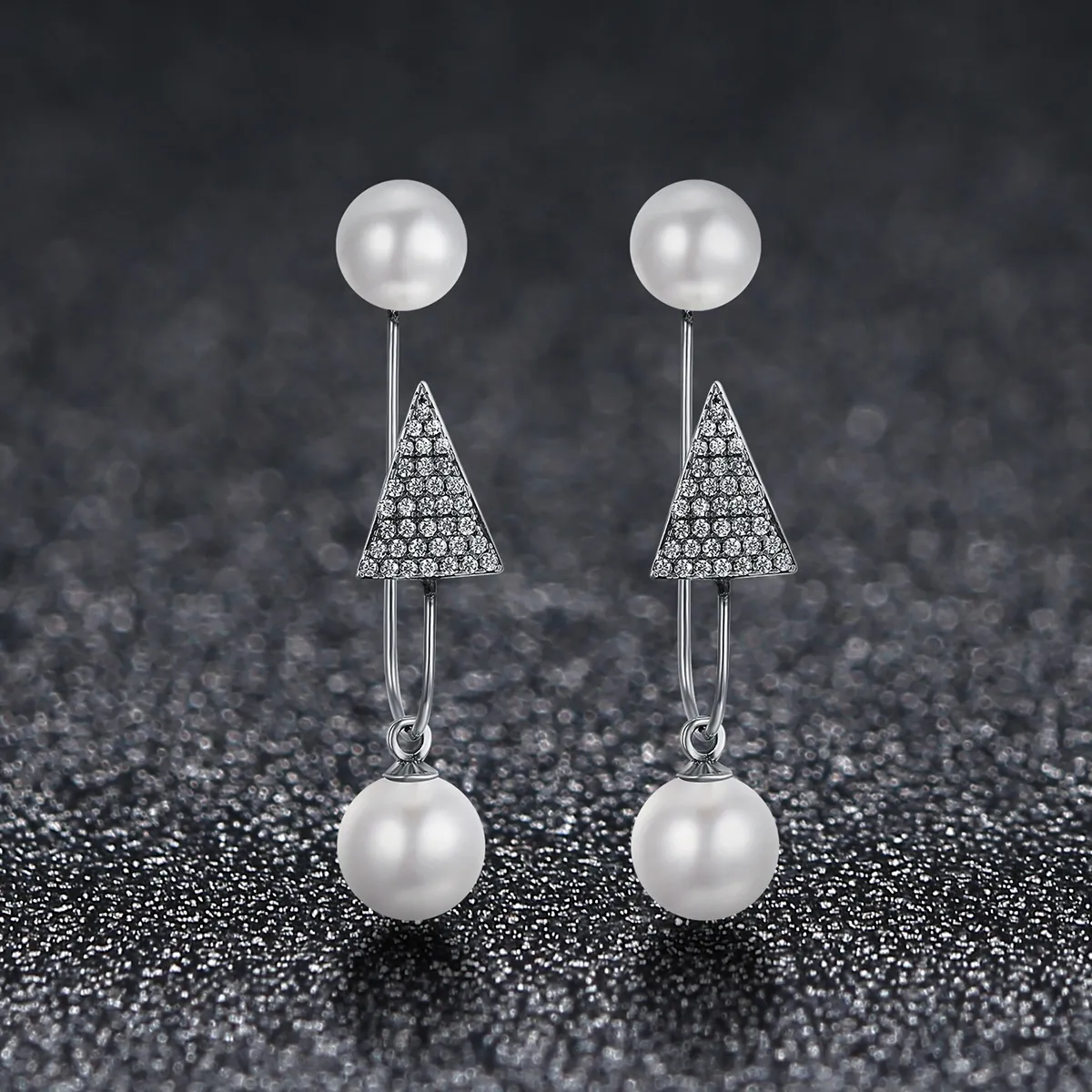 Pandora Style Silver Glamour Light Cone Hanging Earrings - SCE136