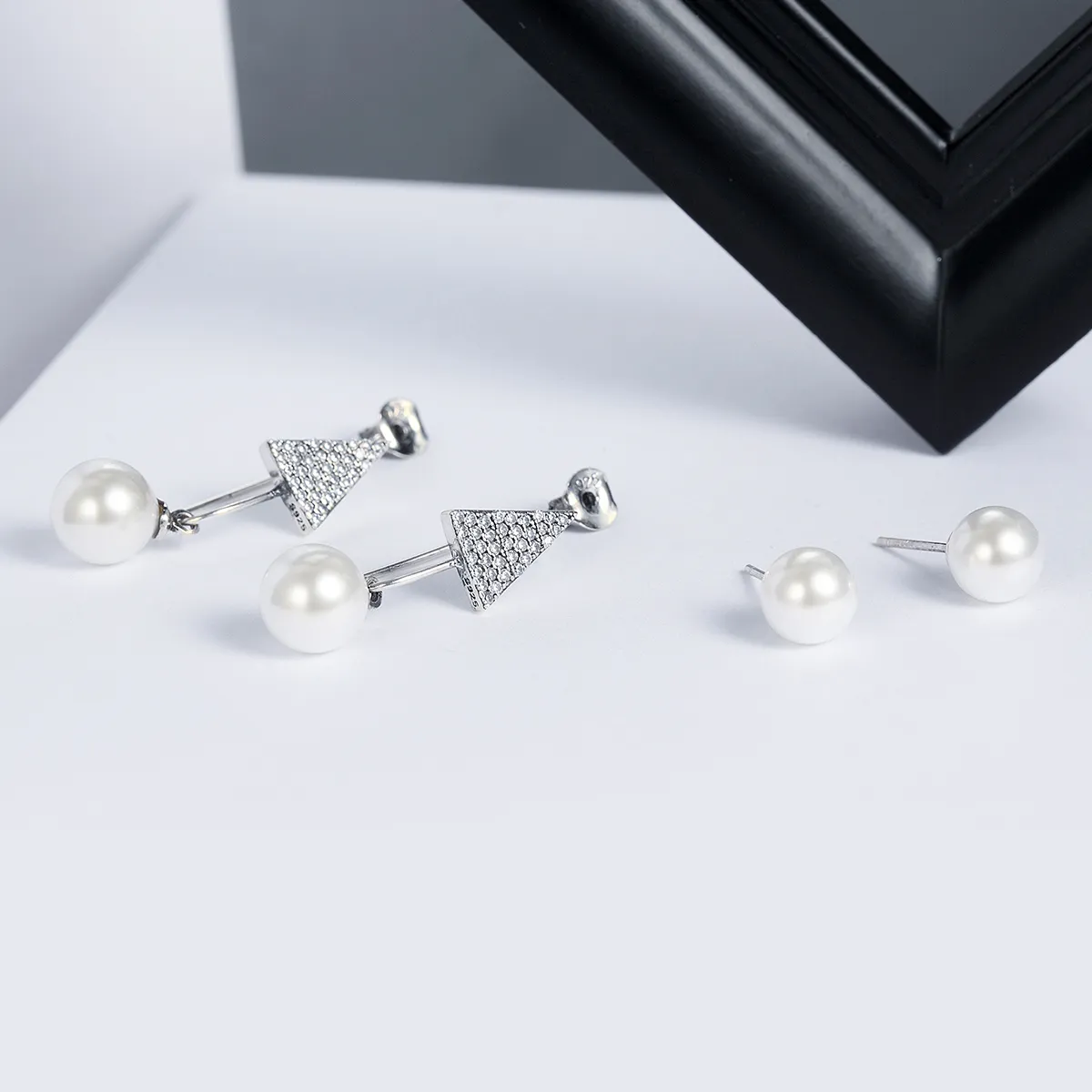 Pandora Style Silver Glamour Light Cone Hanging Earrings - SCE136