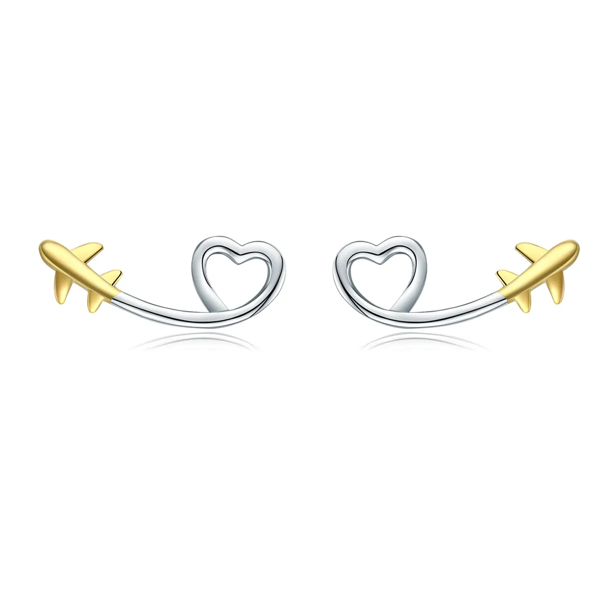 pandora style silver gold plated fly to love stud earrings sce632