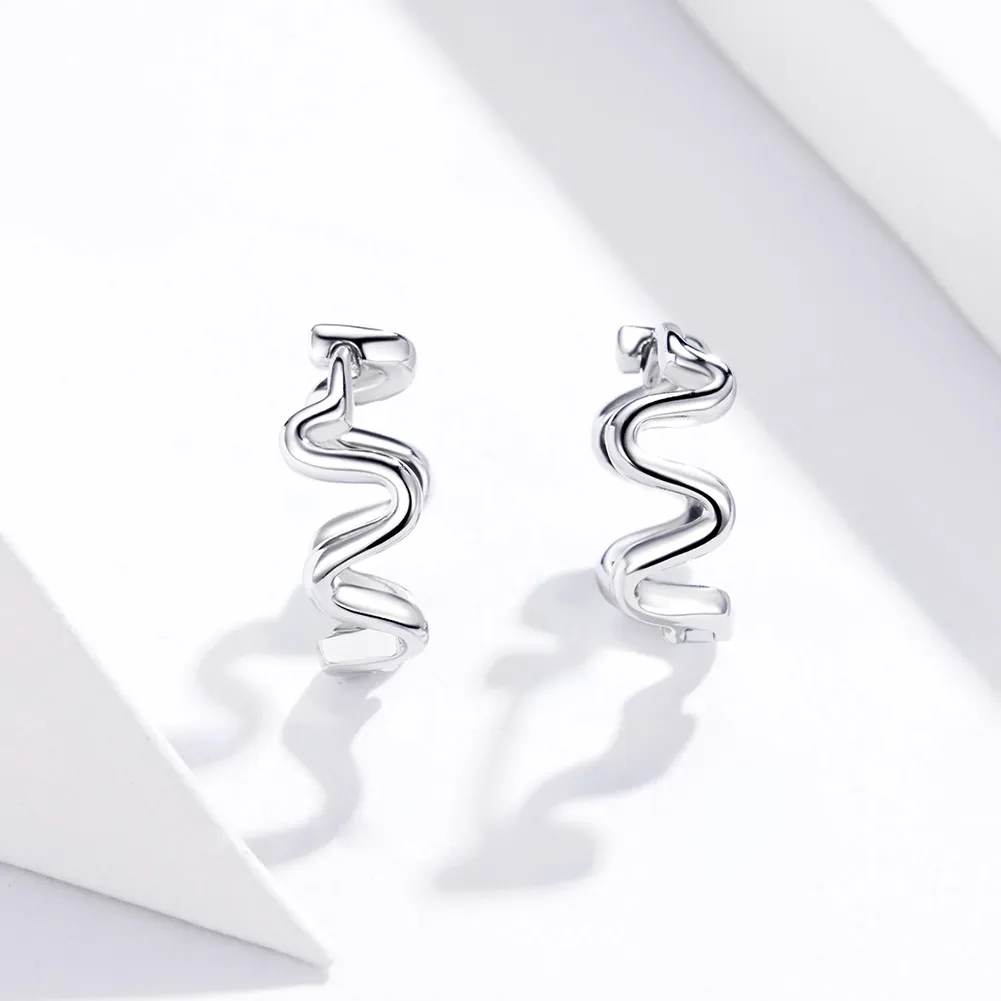 Pandora Style Silver Heartbeats Radians Stud Earrings - SCE672