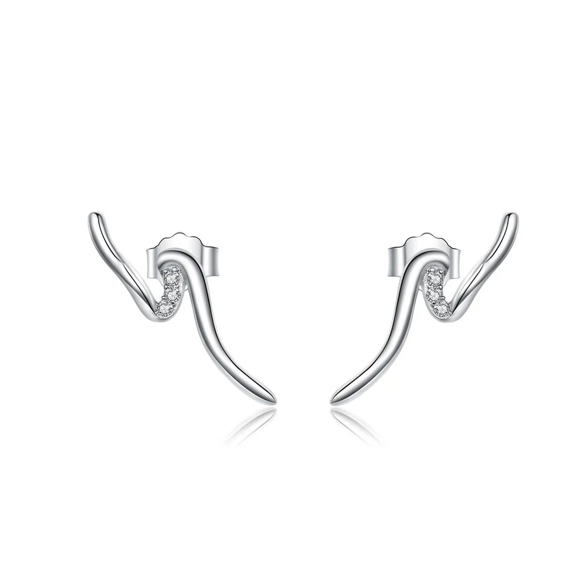 Pandora Style Silver Heartbeats Stud Earrings - SCE620