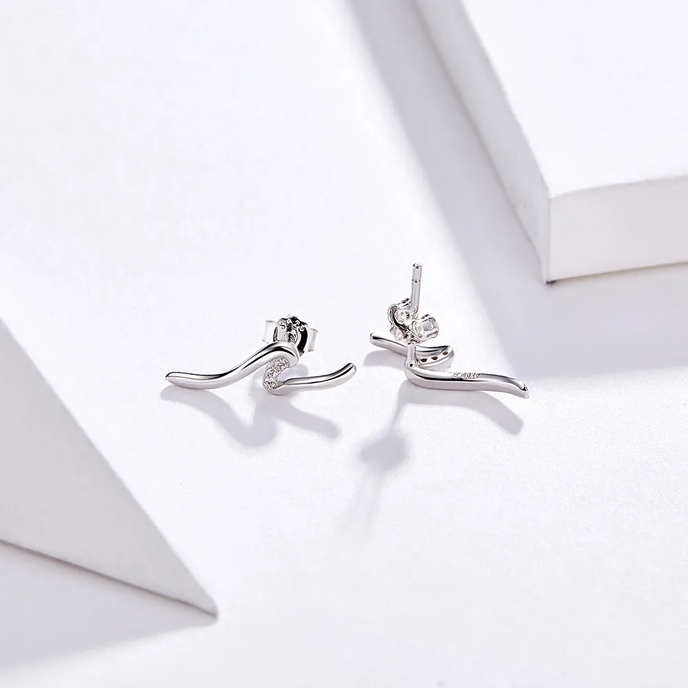 Pandora Style Silver Heartbeats Stud Earrings - SCE620