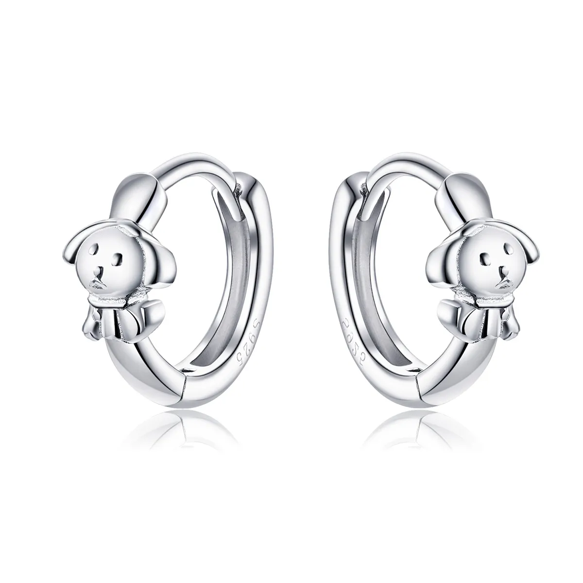 Pandora Style Silver Honest Puppy Hoop Earrings - SCE662