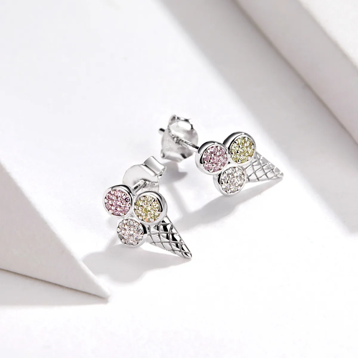 Pandora Style Silver Ice Cream Stud Earrings - SCE642