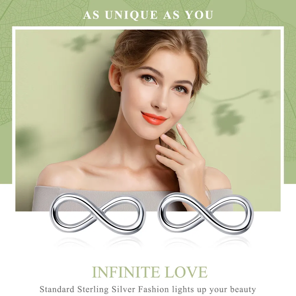 Pandora Style Silver Infinite Love Stud Earrings - SCE562