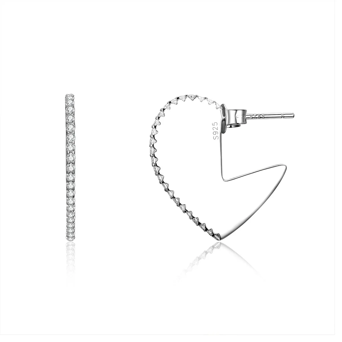 pandora style silver inner heart stud earrings sce512
