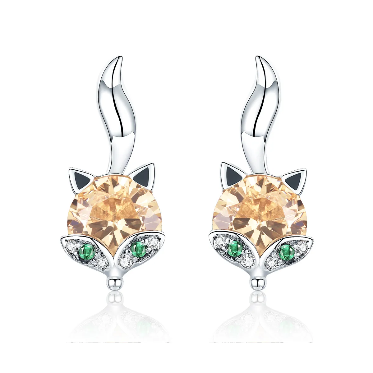 Pandora Style Silver Little Fox Stud Earrings - SCE527