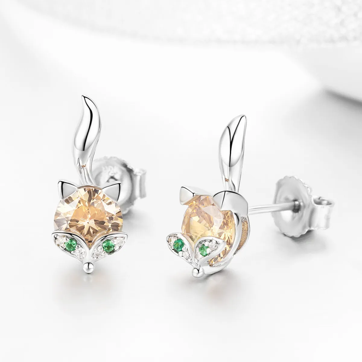 Pandora Style Silver Little Fox Stud Earrings - SCE527