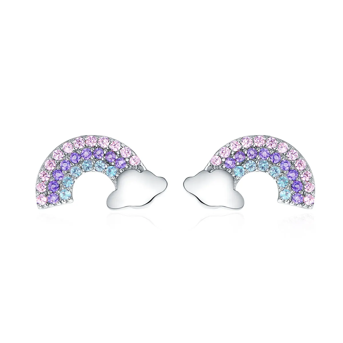 Pandora Style Silver Little Rainbow Stud Earrings - SCE578