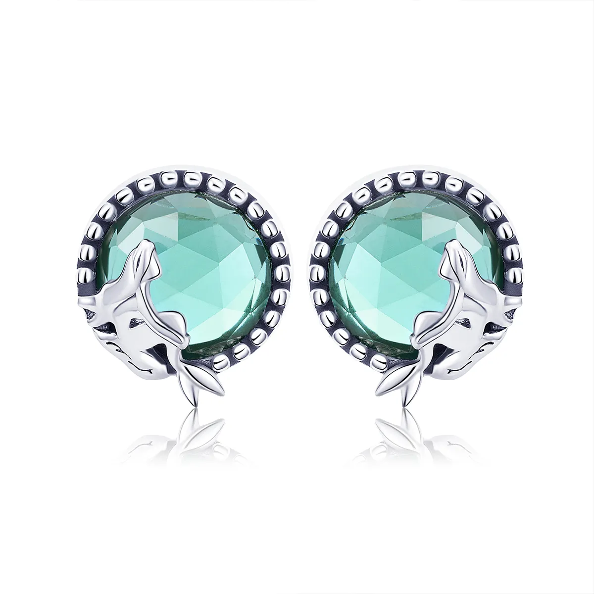 pandora style silver love of mermaid stud earrings sce383