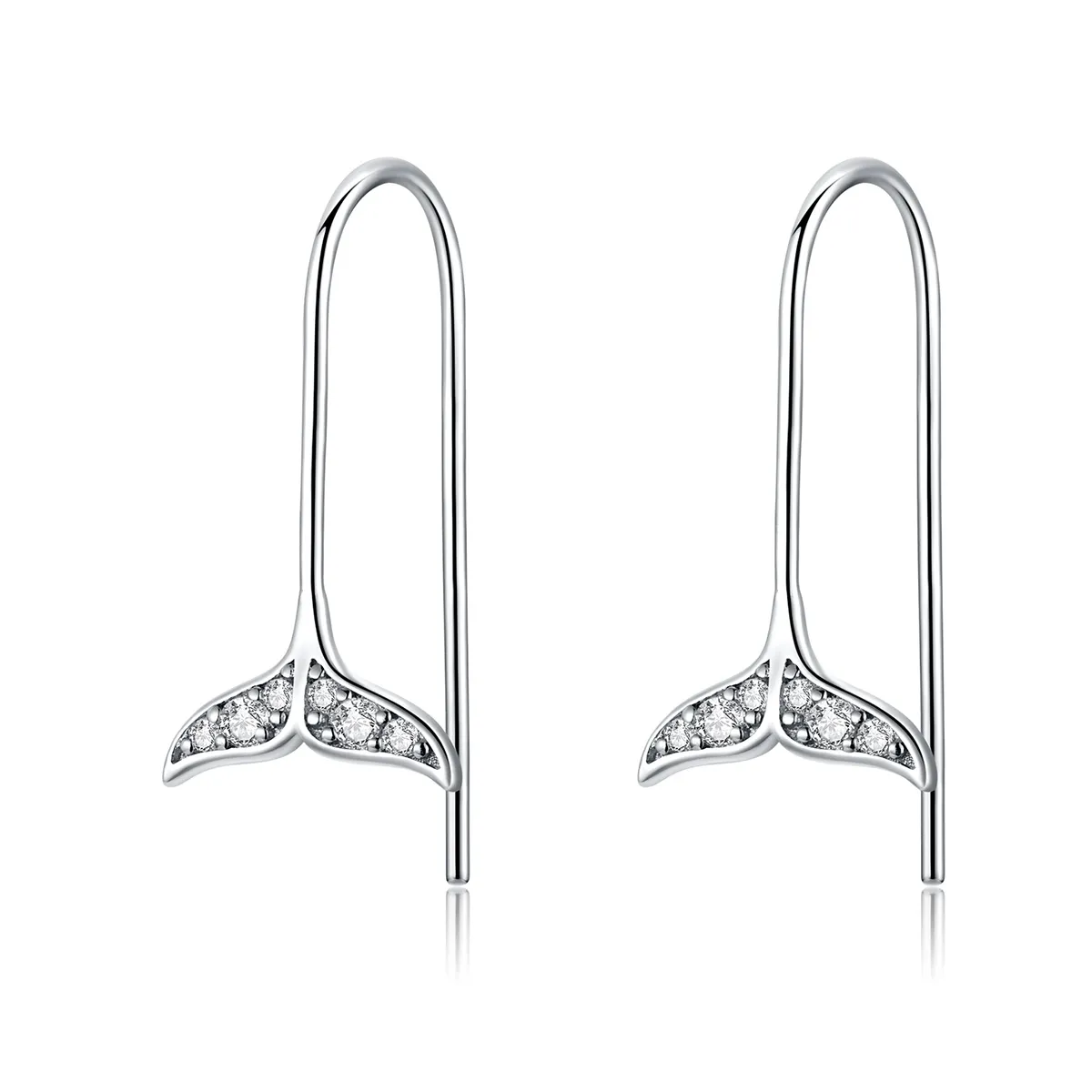 pandora style silver lucky fishtail hanging earrings sce667