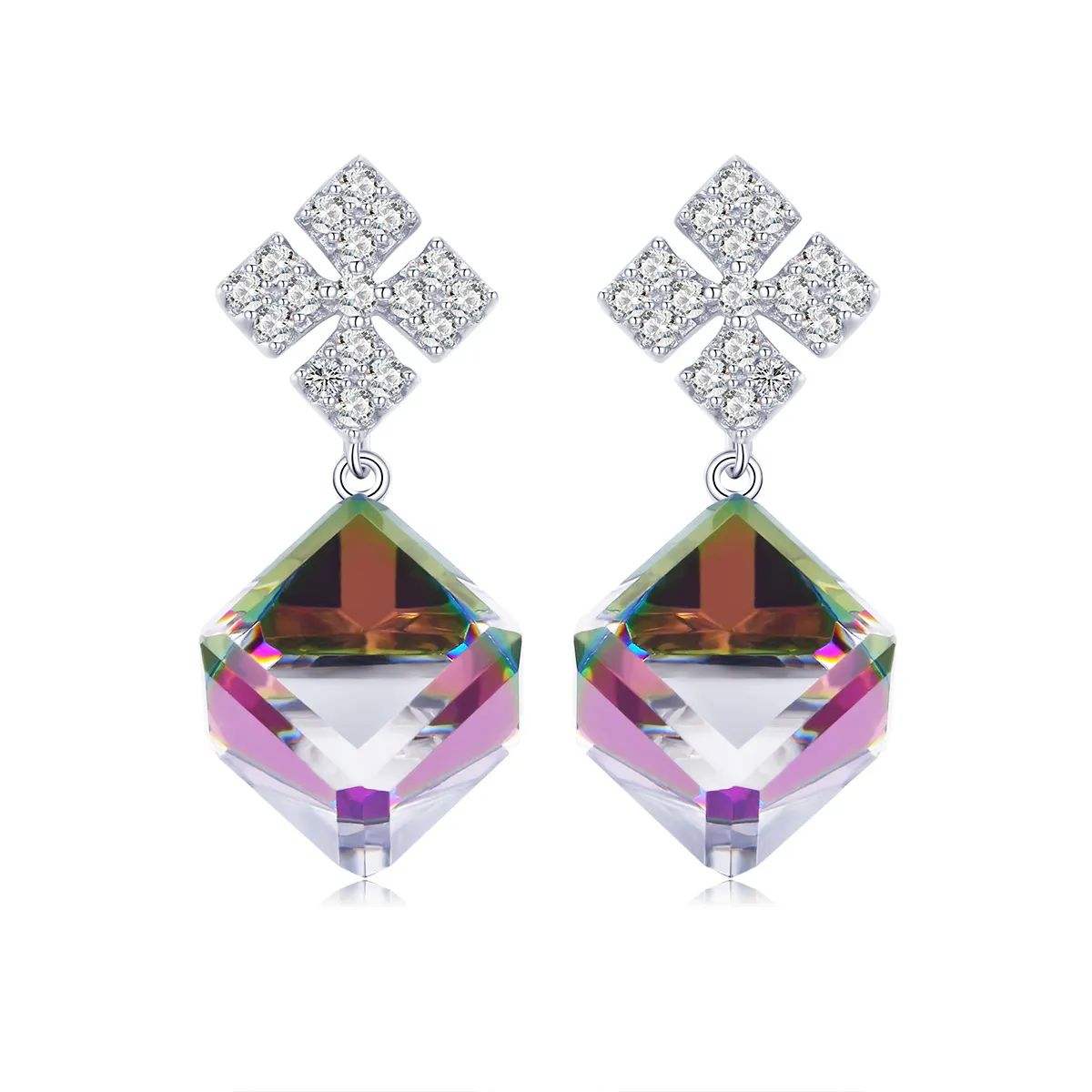 pandora style silver maltese aurora hanging earrings sce542