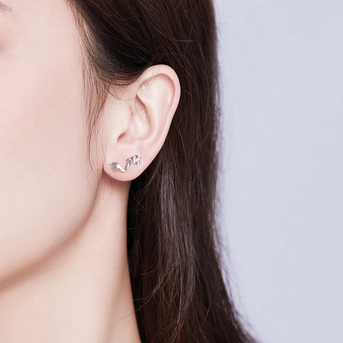 Pandora Style Silver Mermaid Stud Earrings - SCE588