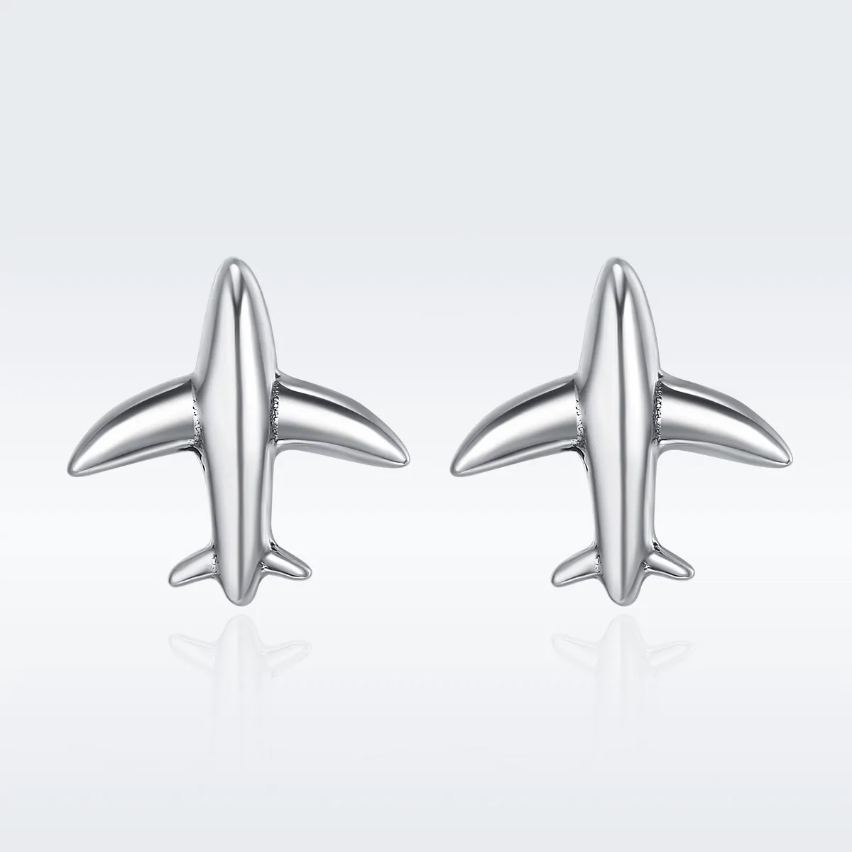 Pandora Style Silver Mini Airplane Stud Earrings - SCE238