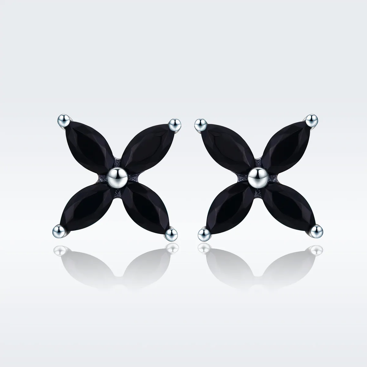 Pandora Style Silver Modern Fashionable Flower Stud Earrings - SCE362