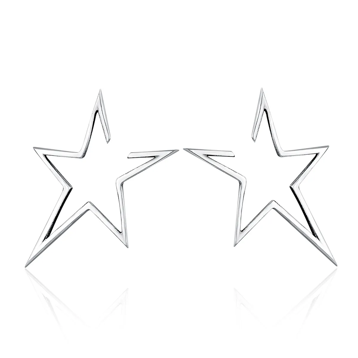 Pandora Style Silver Modern Star Stud Earrings - SCE107