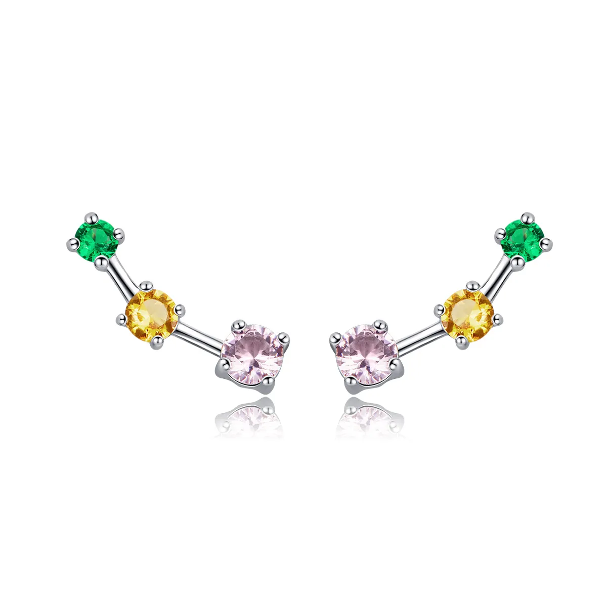 Pandora Style Silver Neon Stud Earrings - SCE495