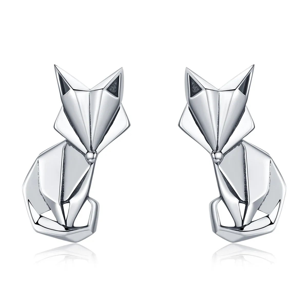 Pandora Style Silver Origami Fox Stud Earrings - SCE526