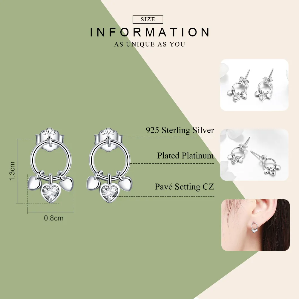 Pandora Style Silver Palpitation Hanging Earrings - SCE494