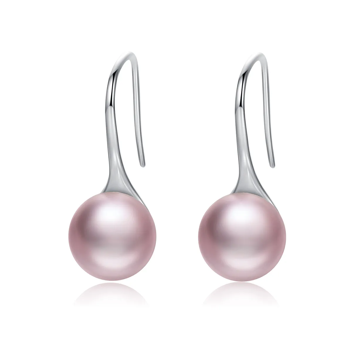pandora style silver pink pearl hanging earrings sce145