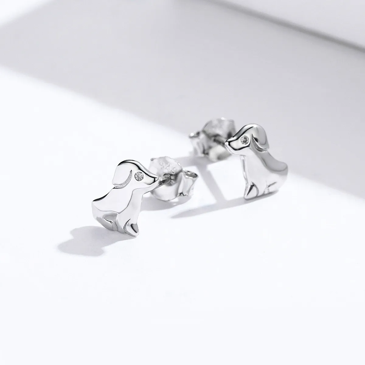 Pandora Style Silver Puppy Stud Earrings - SCE584-Q