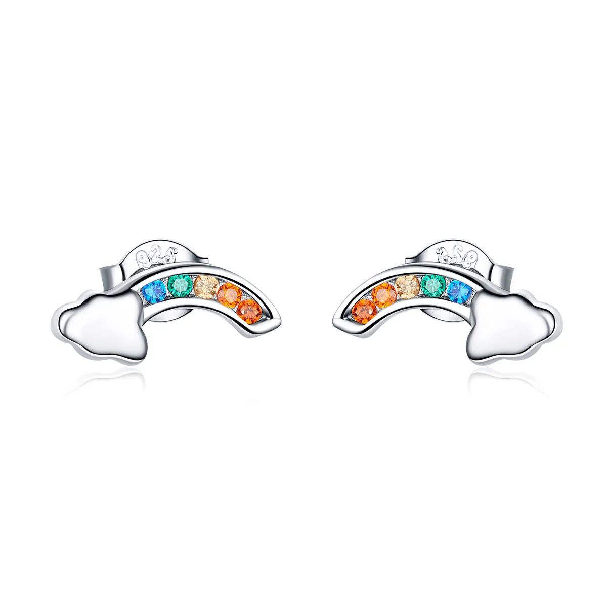 Pandora Style Silver Rainbow Bridge Stud Earrings - SCE500