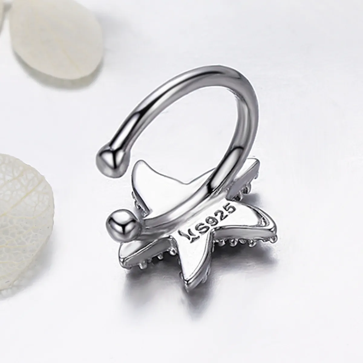 Pandora Style Silver Romantic Starfish Single Hoop Earring - SCE082