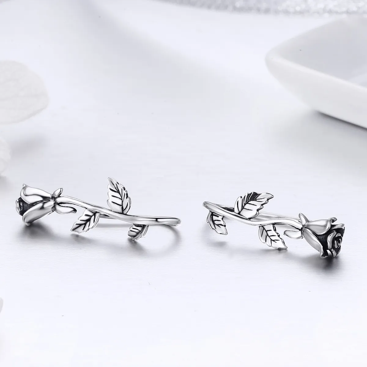 Pandora Style Silver Rose Love Stud Earrings - SCE380