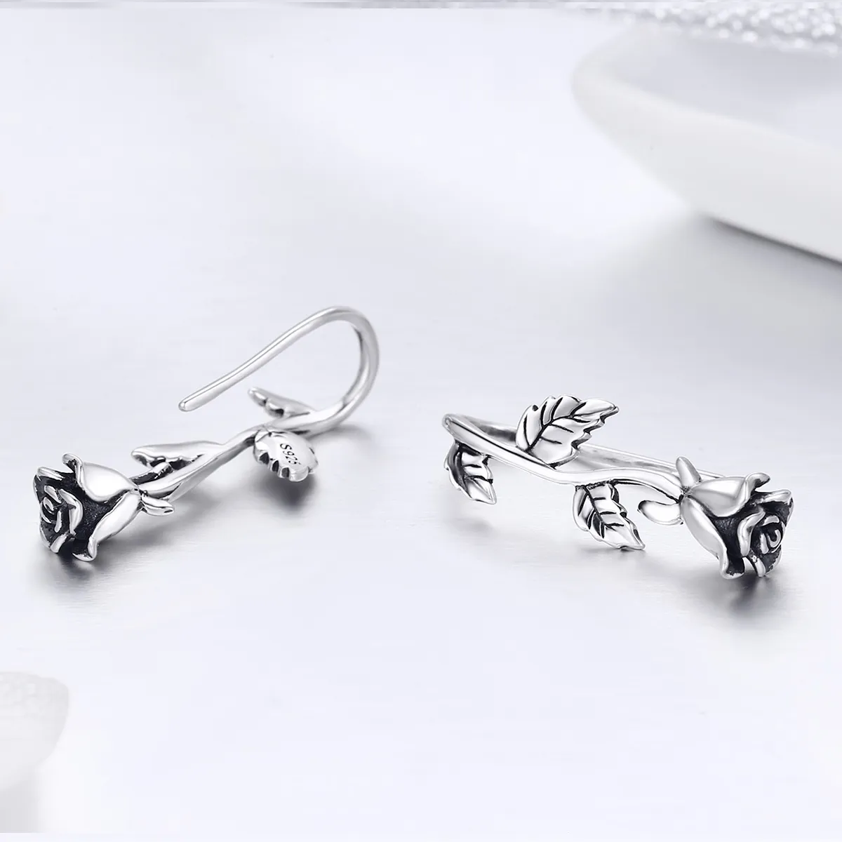 Pandora Style Silver Rose Love Stud Earrings - SCE380
