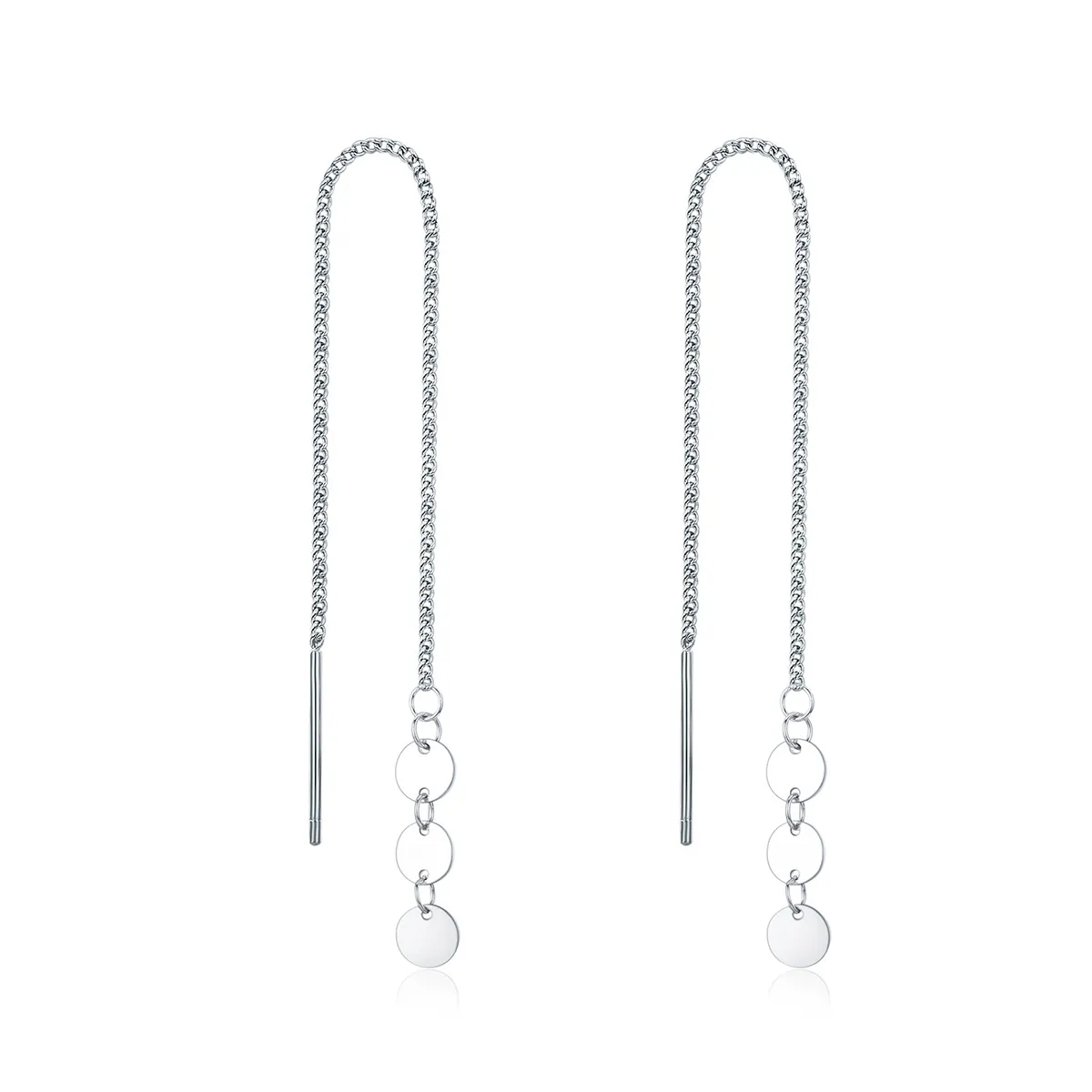 Pandora Style Silver Sequins Hanging Earrings - SCE687
