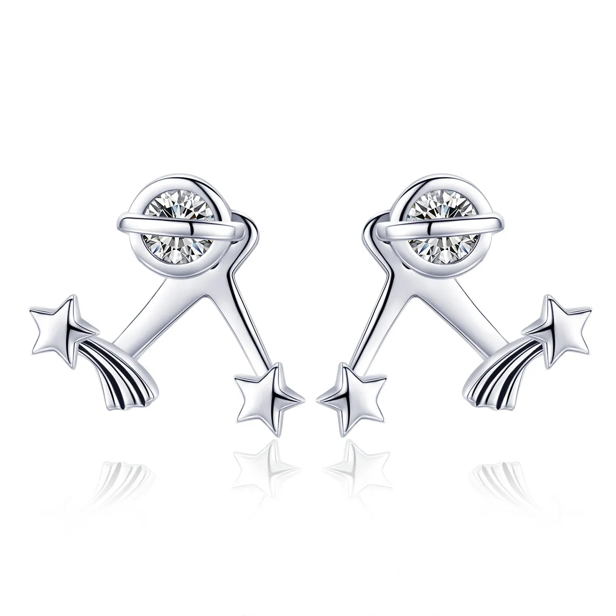 Pandora Style Silver Shining Meteor Stud Earrings - SCE474