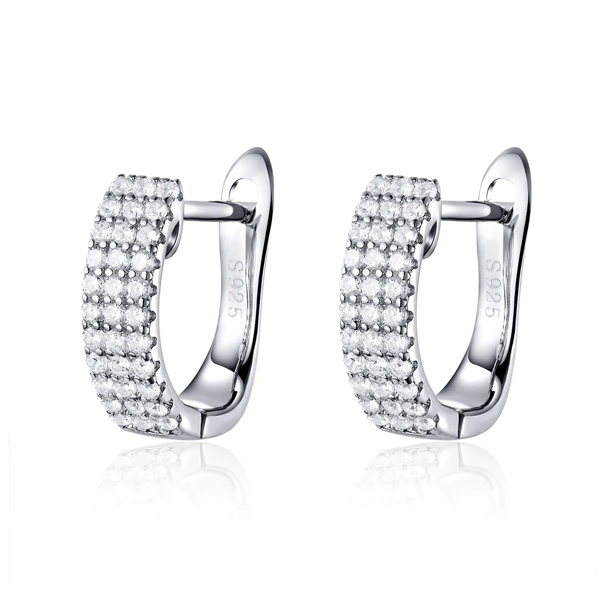 Pandora Style Silver Shining Time Hoop Earrings - SCE560