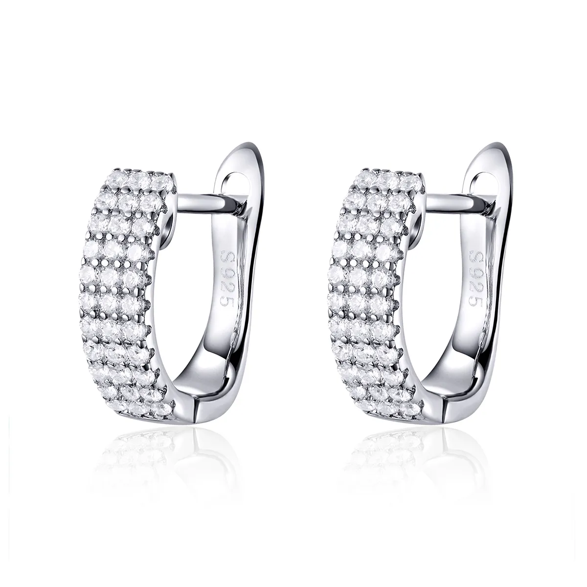 pandora style silver shining time hoop earrings sce560