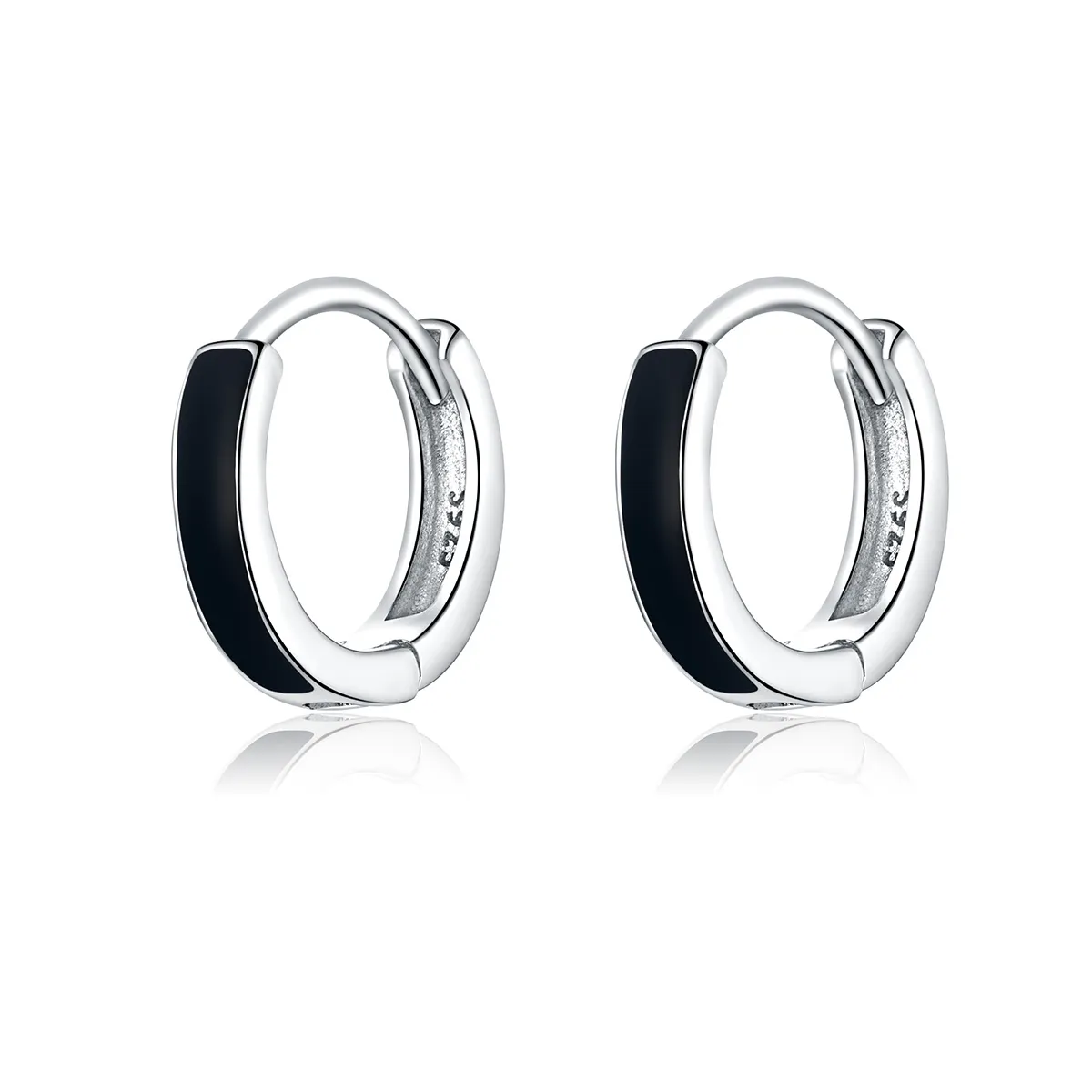 Pandora Style Silver Simple Line Hoop Earrings - SCE673