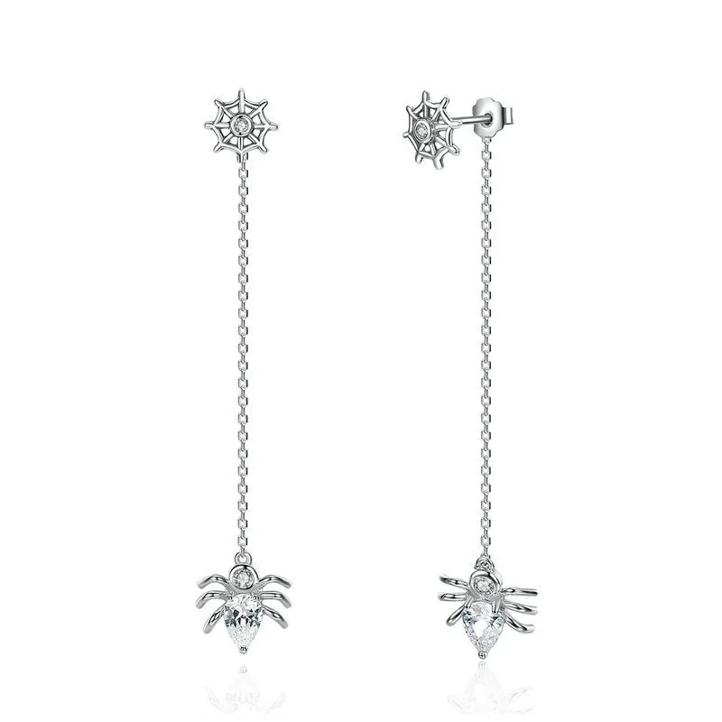 pandora style silver spider tassel hanging earrings sce019