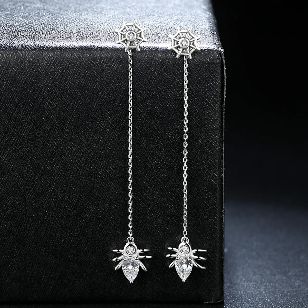 Pandora Style Silver Spider Tassel Hanging Earrings - SCE019