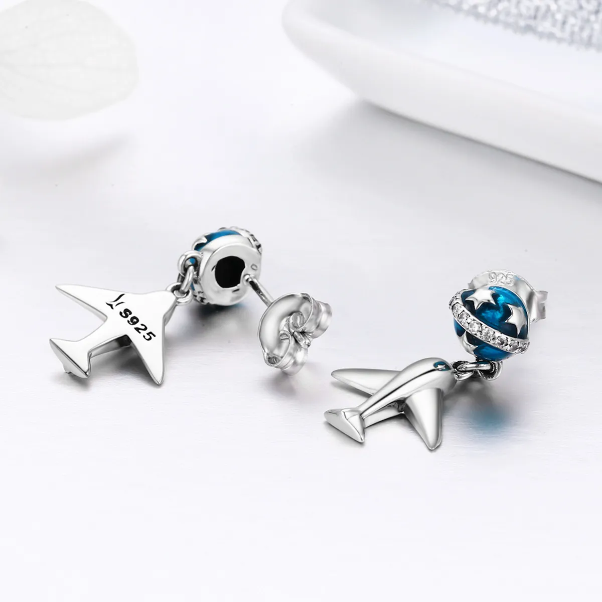 Pandora Style Silver Star Tours Hanging Earrings - SCE331