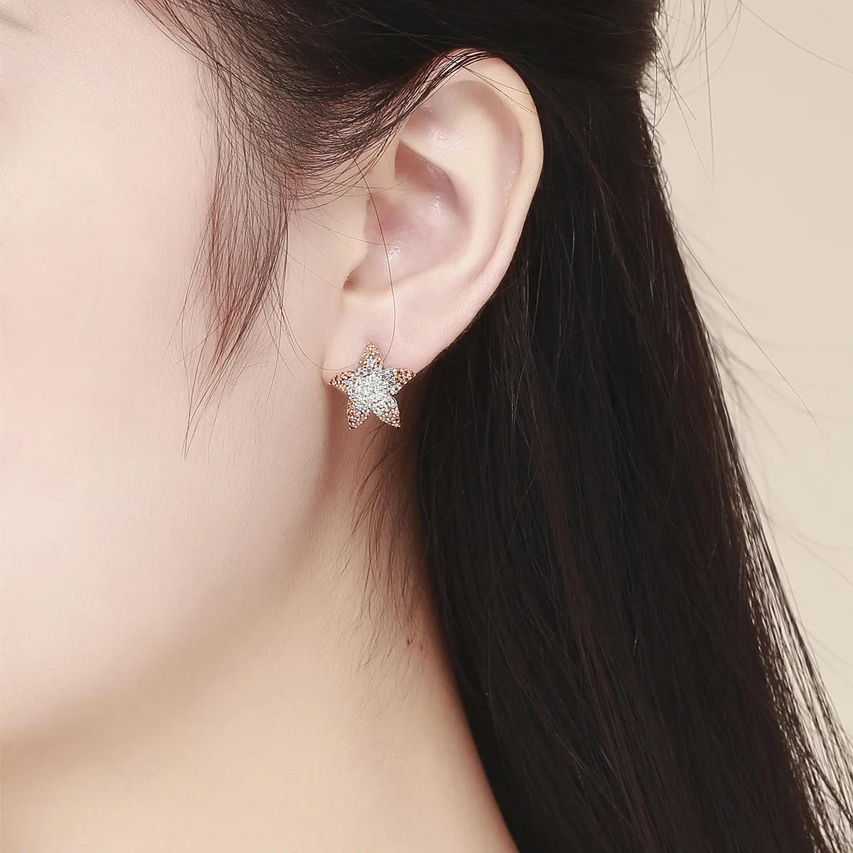 Pandora Style Silver Starfish Stud Earrings - SCE449