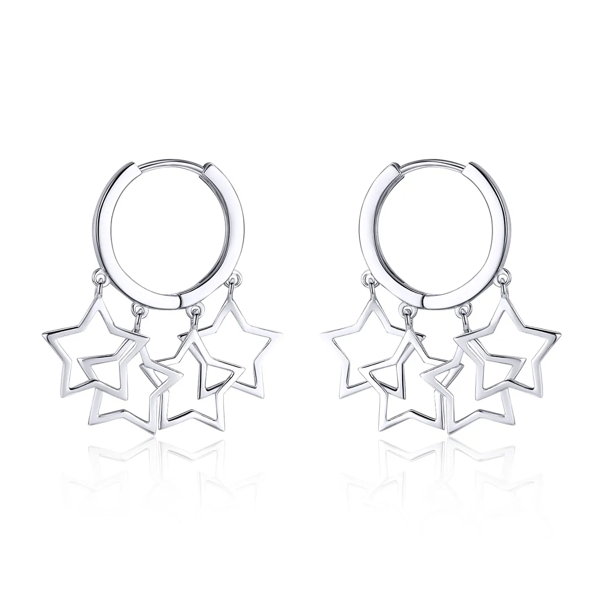 Pandora Style Silver Starlit Sky Hoop Earrings - SCE481