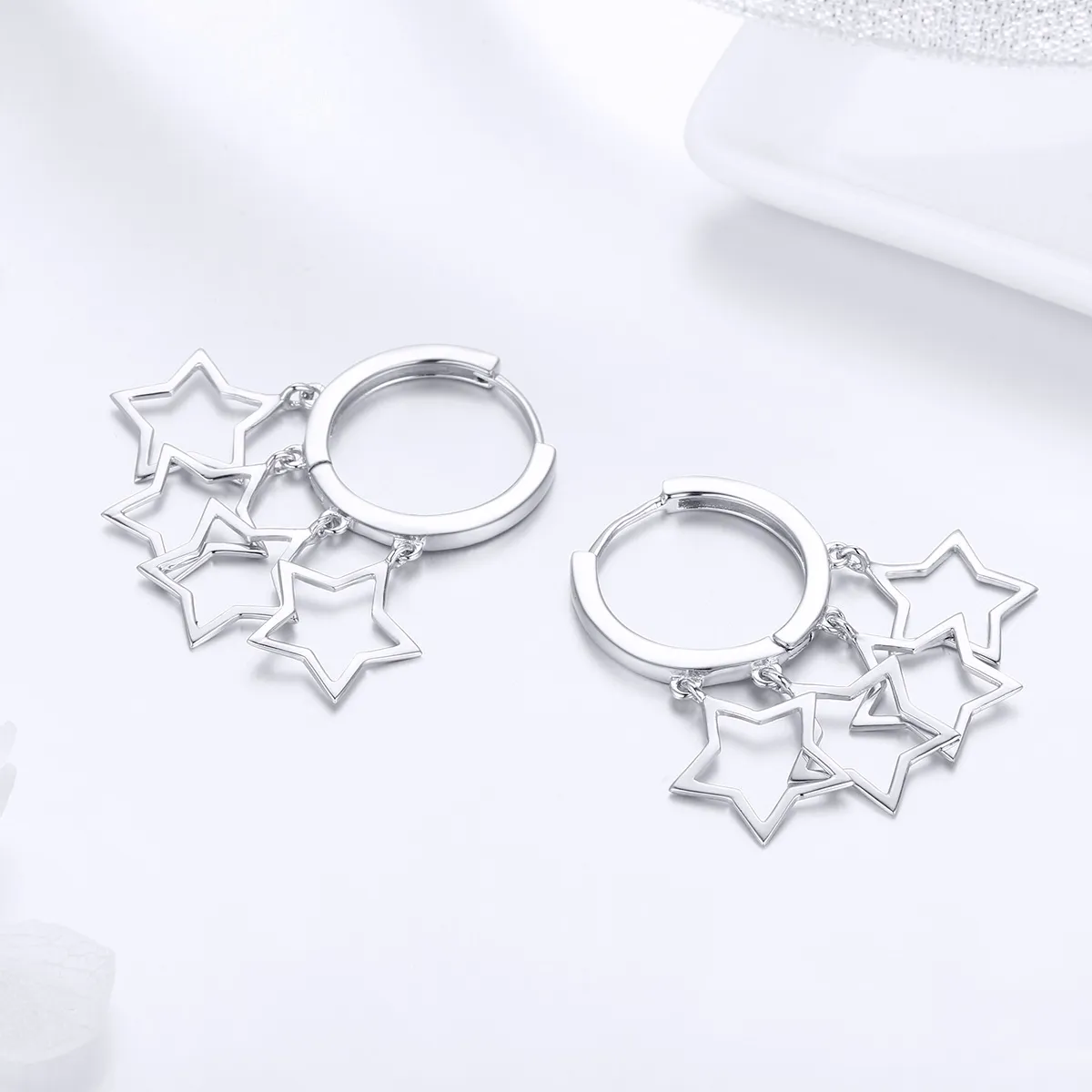 Pandora Style Silver Starlit Sky Hoop Earrings - SCE481