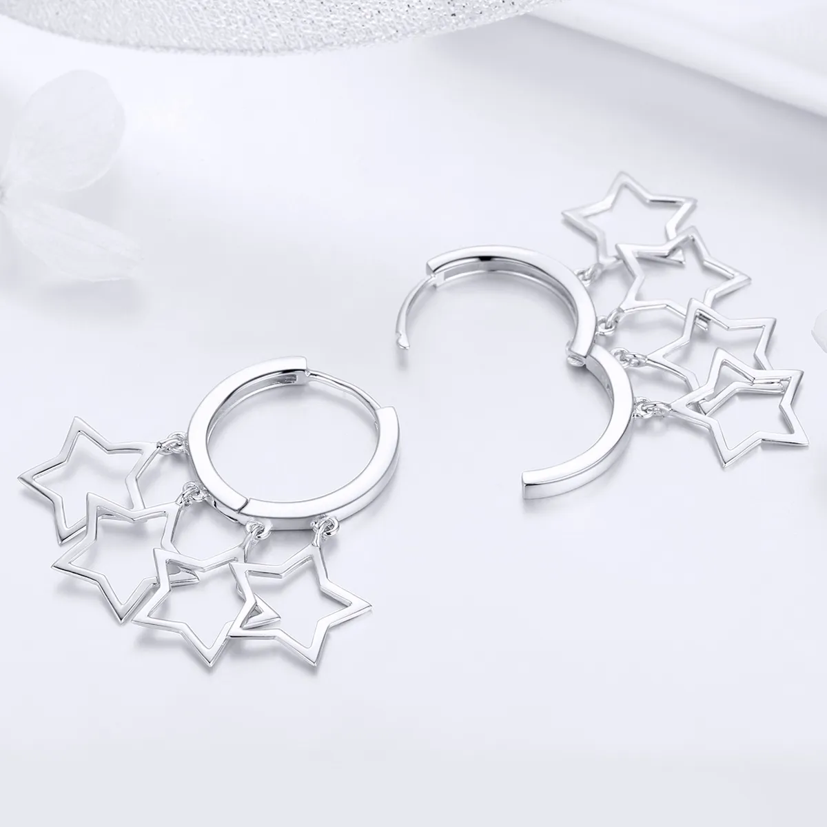 Pandora Style Silver Starlit Sky Hoop Earrings - SCE481
