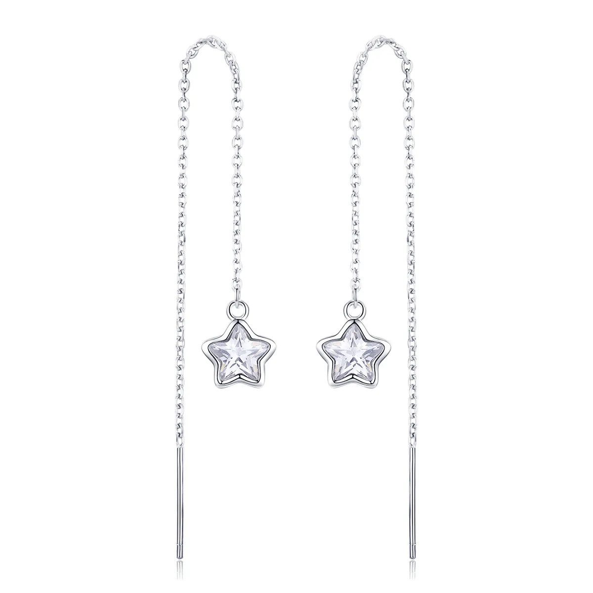 pandora style silver stars waiting hanging earrings sce470