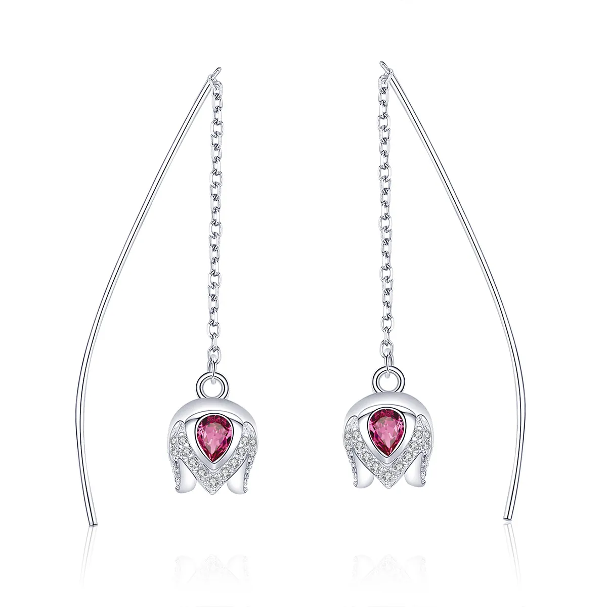 pandora style silver story of tulip hanging earrings sce504