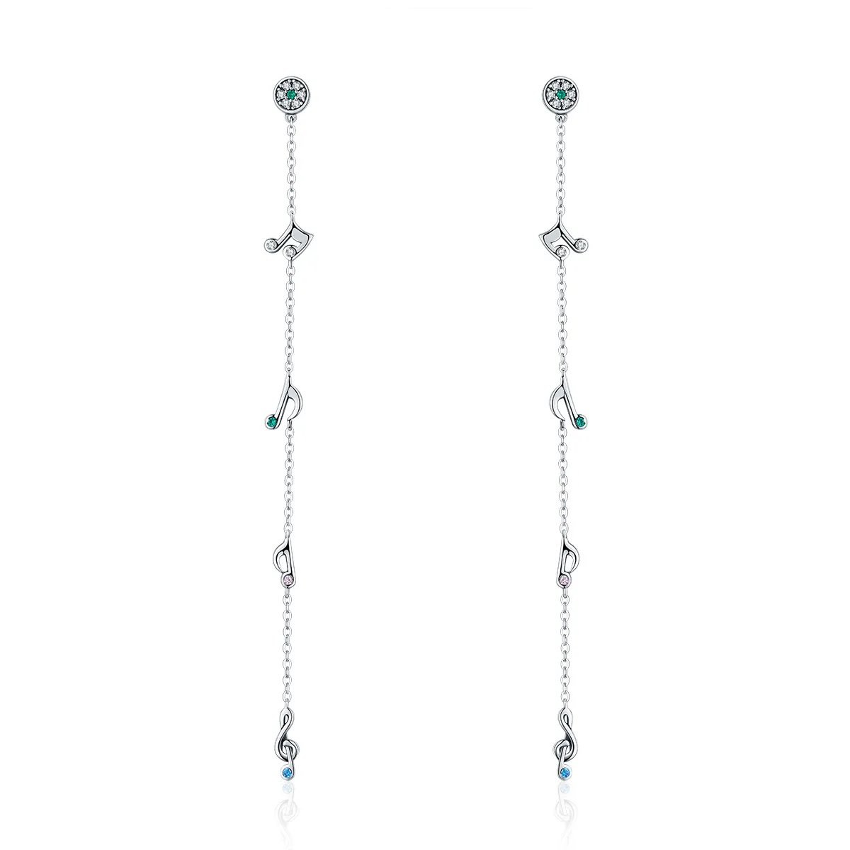 pandora style silver swaying notes hanging earrings sce202