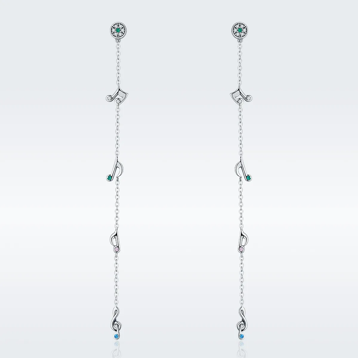 Pandora Style Silver Swaying Notes Hanging Earrings - SCE202