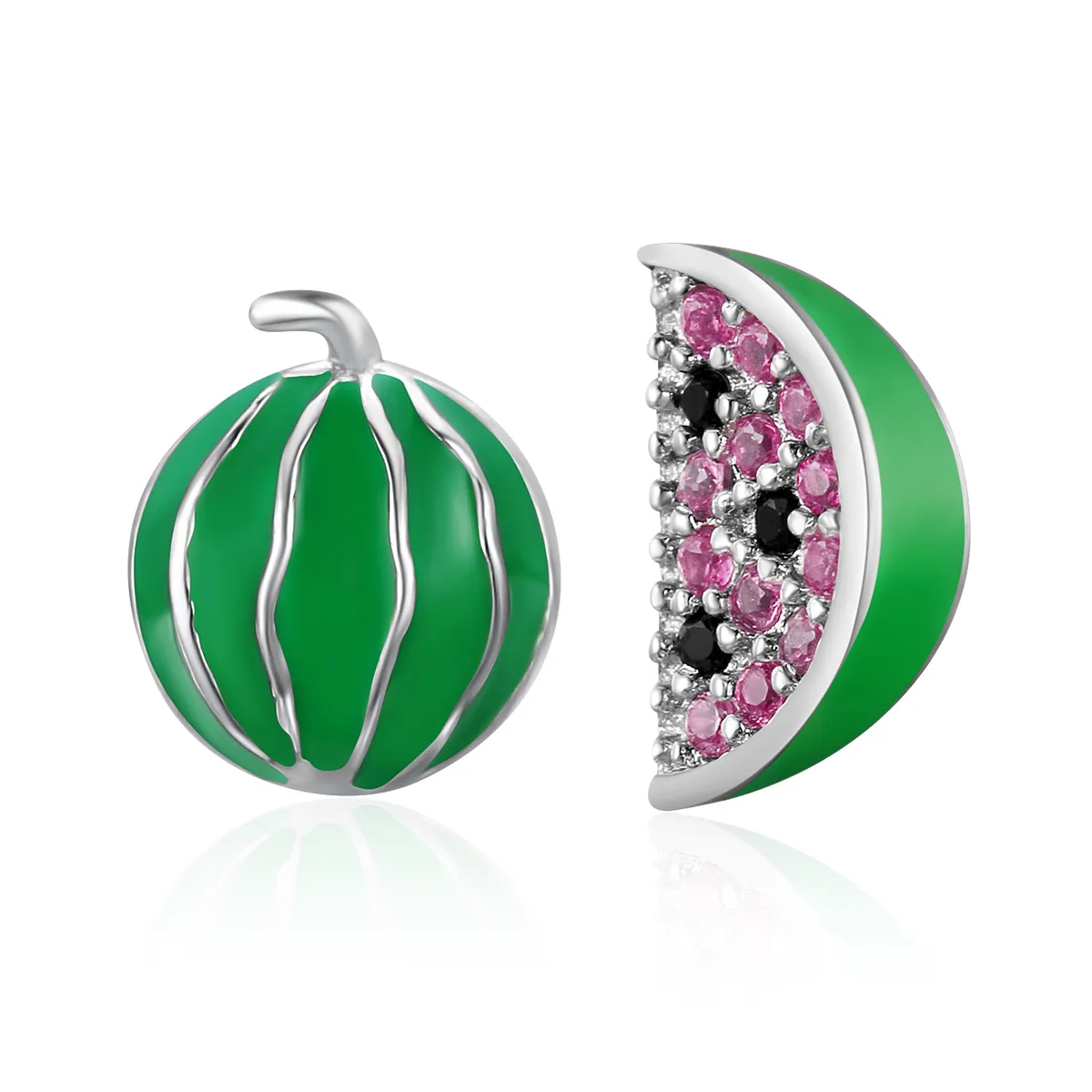 Pandora Style Silver Watermelon Love Stud Earrings - SCE105