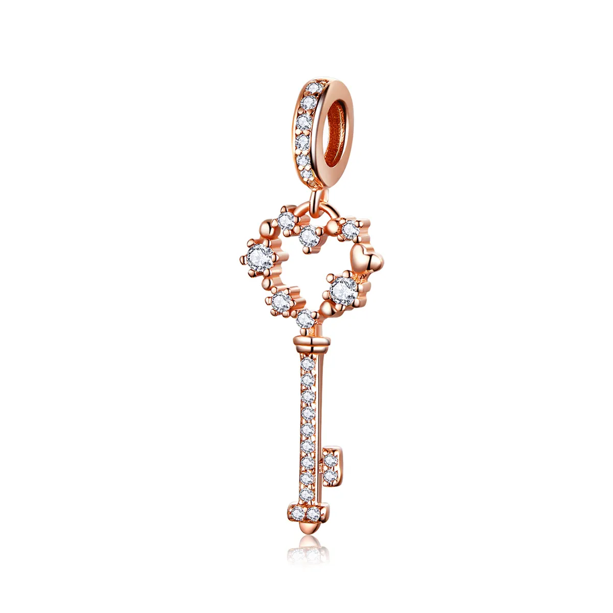 Pandora Style Rose Gold Luchy Shinning Key Pendant - SCC1122