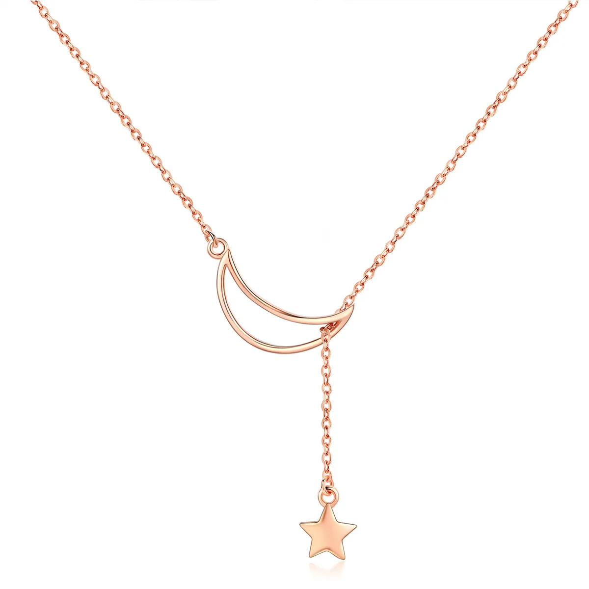 pandora style rose gold starry moon chain necklace scn108 c