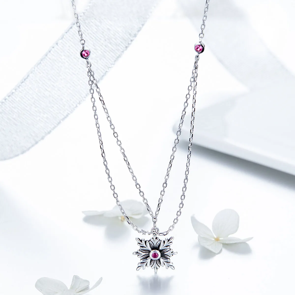 Pandora Style Silver Baroque Flower Necklace - SCN320