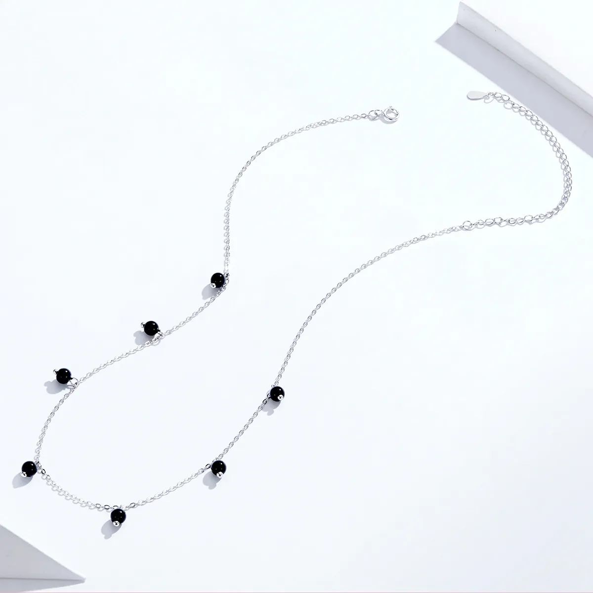 Pandora Style Silver Black Crystal Necklace - SCN392